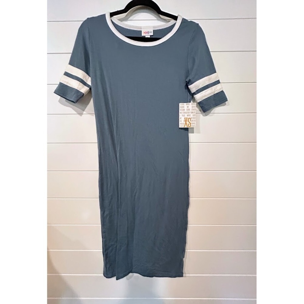 LuLaRoe Blue Short Sleeve T-Shirt Julia Dress‎ Women's Sz XS NWT